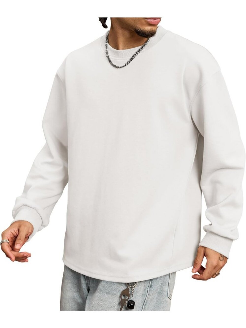 Men's Oversized Heavyweight Long Sleeve T-Shirt - Cozy Pullover Top